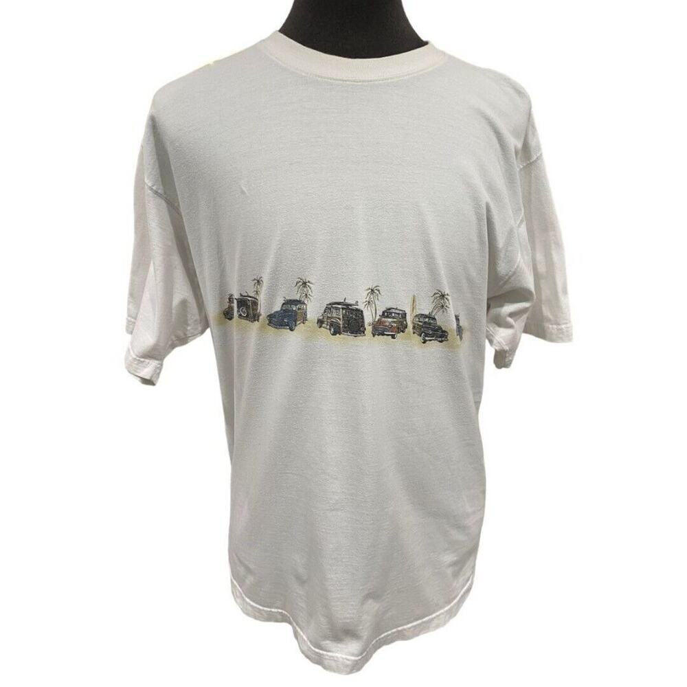 XL‎ Newport Blue Woody with Surfboards Palm Vintage Style T-Shirt Shirt